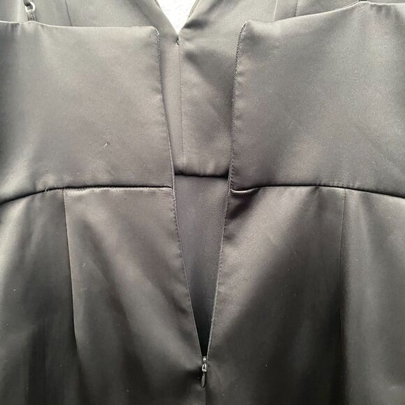 ZARA Black Satin Effect Spaghetti Strap Sweetheart Neckline Ruched Midi Dress M - Picture 8 of 12